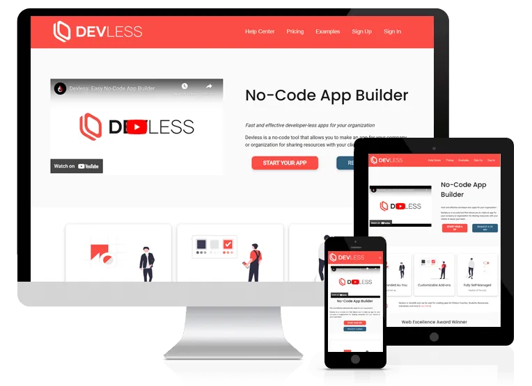 Devless No-code App Builder Website Design