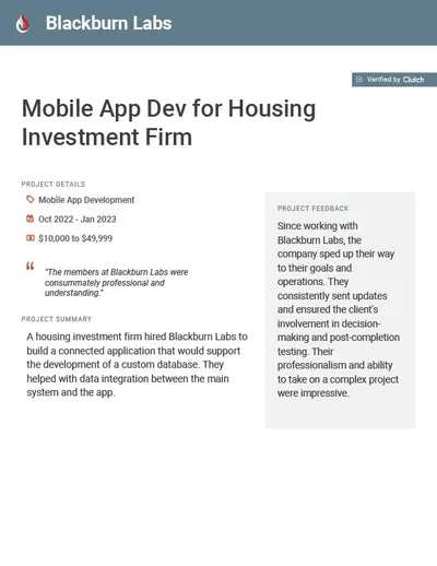 Mobile App Dev for Housing Investment Firm preview