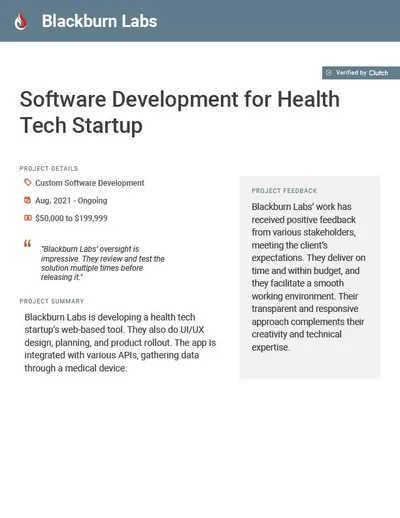 Software Development for Health Tech Startup preview