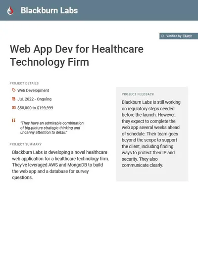 Web App Dev for Healthcare Technology Firm preview